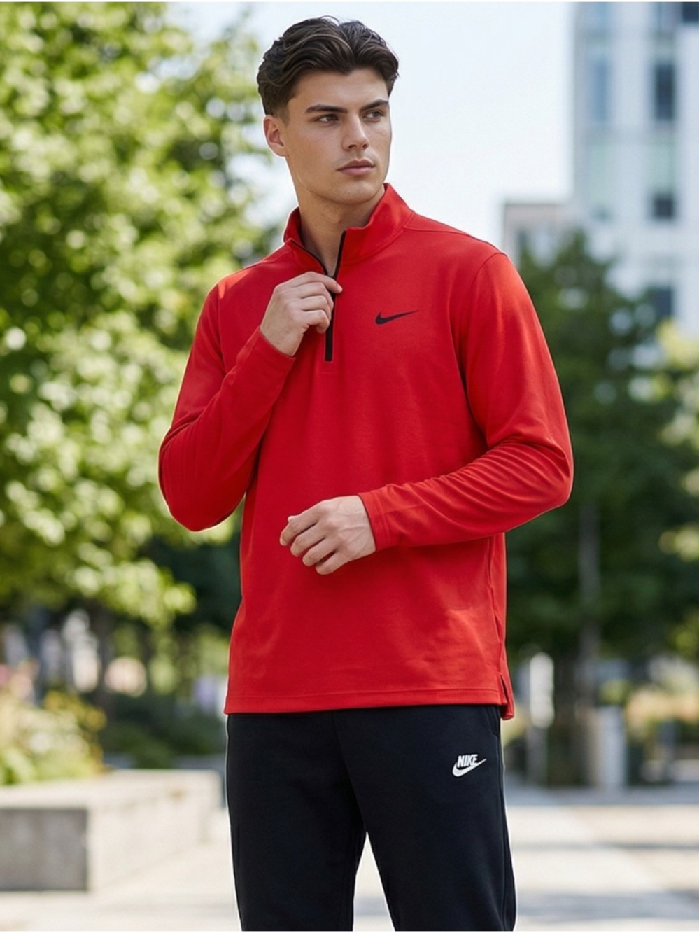 Nike Dri-FIT Red Half Zip Pullover Men’s Large Athletic Lightweight